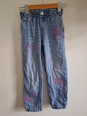 H&M Hello Kitty Girls' Light Blue Denim Jeans Jogger Pants 5-6